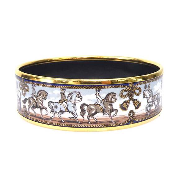 Hermès HERMES bangle bracelet in enamel, gold, white, and multicolor, women's...